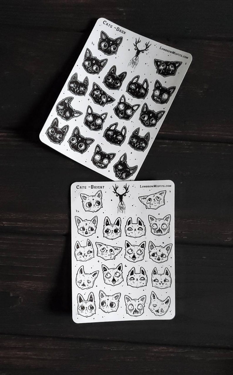 creepy cute goth cat planner stickers