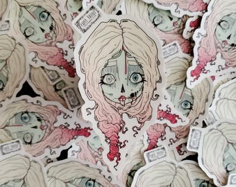 Zombie  Girl STICKER- Creepy cute