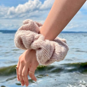 Alpaca and Wool Knit Scrunchie, Oversized Knitted Scrunchie, Luxury Scrunchie, Flower Girl Bow, Gift for Teen girls