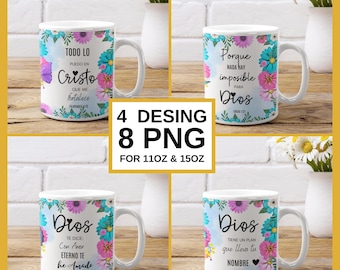 Christian Quotes Mug Wrap 11/15 oz | Sublimation Mug Templates with Spanish Bible Verses | PNG Mug Instant Download