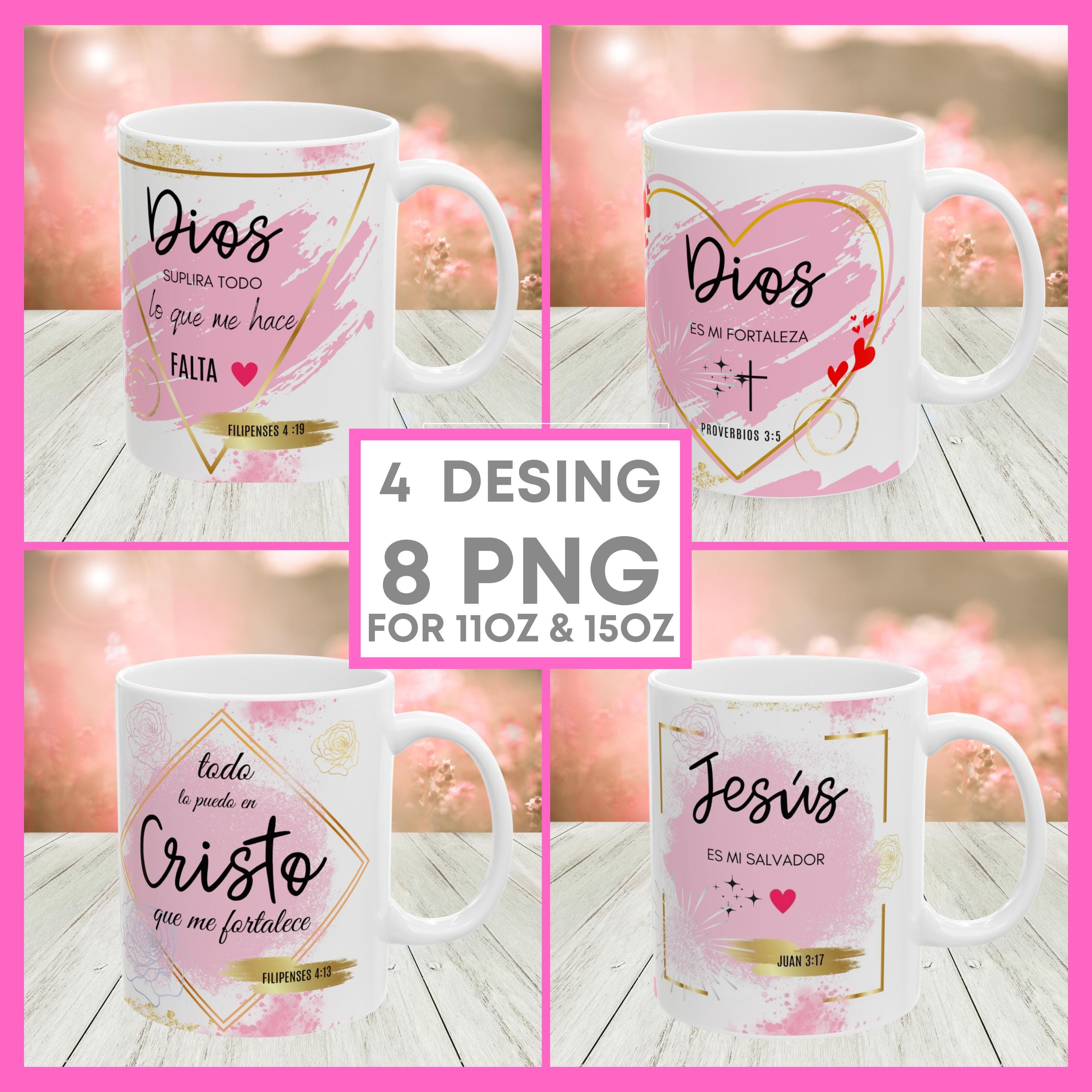 Christian Quotes Mug Wrap 11/15 oz | Sublimation Mug Templates with Spanish Bible Verses | PNG Mug Instant Download