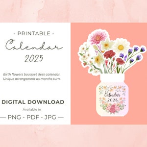 2025 Calendar Floral Desk Calendar Printable