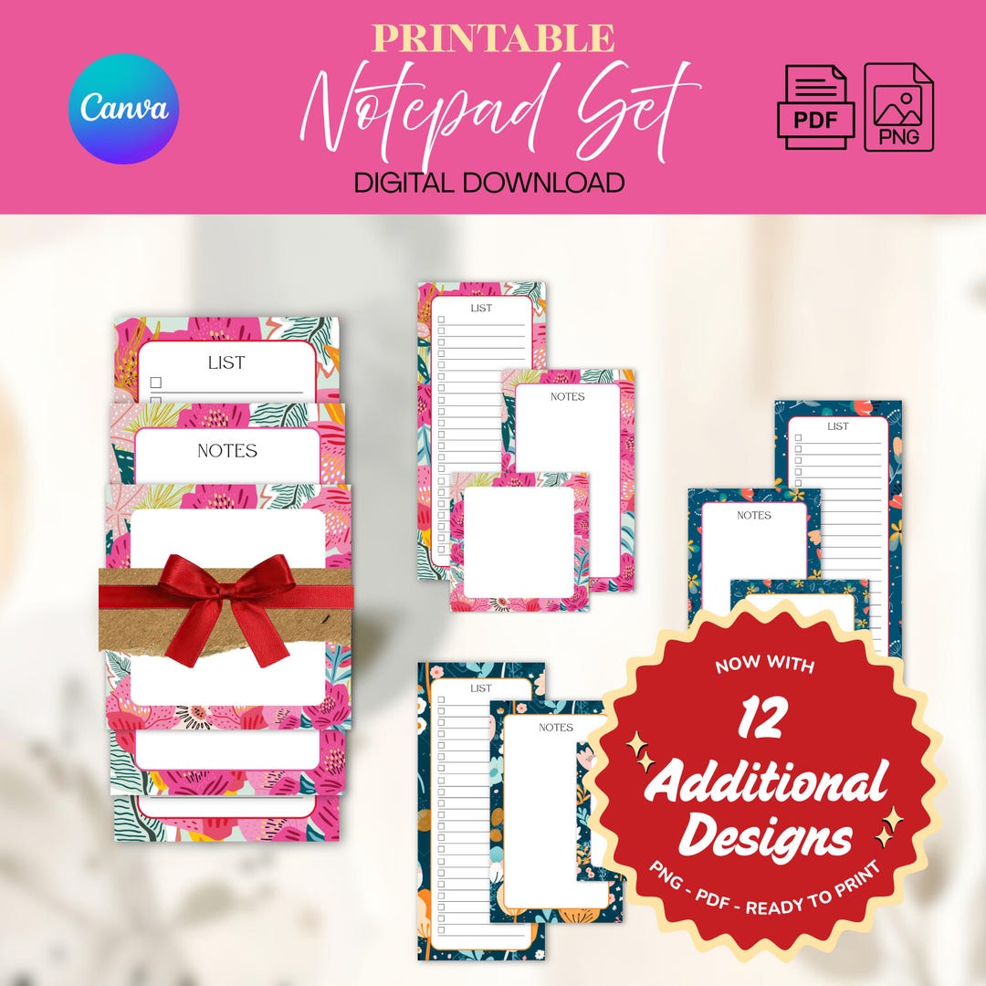 Botanical Notepad Botanical Notepad Set - Printable | Canva Template - Etsy