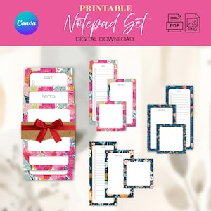 Juego de bloc de notas botánico - Plantilla imprimible / para Canva