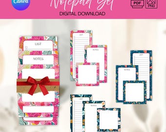 Set di blocchi note botanici - Modello stampabile / Canva