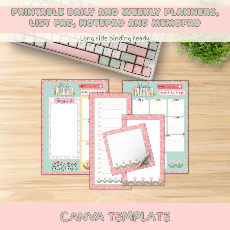Spring Notepads Spring Planner Set With Notepads Bundle | Canva Template - Etsy