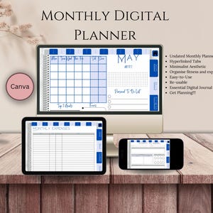 2025 Undated Digital Monthly Planner, Miminalist and Stylish, Compatible with Goodnotes, Hyperlinked iPad Digital Journal, 2025 Calendar