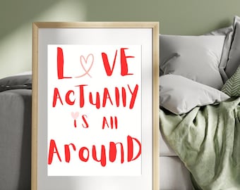 Love Actually Red Typography Print, Minimalist Quote Art (Digital Download)