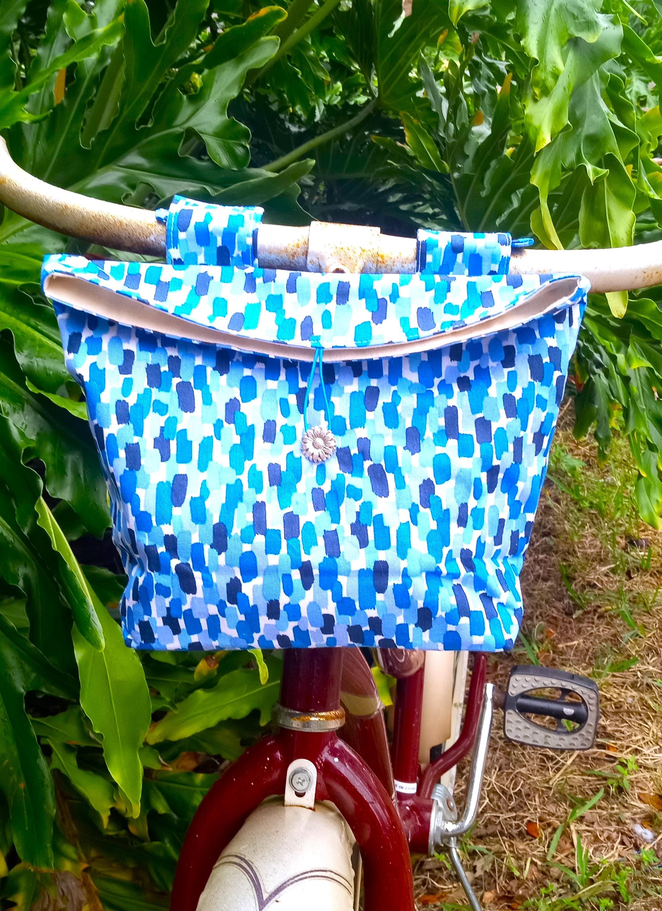 Cotton Handlebar Bike Bag with Velcro Strap Handmade Bicycle or Scooter Bag Fabric Front Bag for Essentials