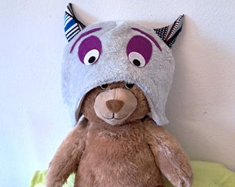 Child Monster Hat, Brushed Fleece Kids Hat, Play Hat, Monster Beanie, Toddler Monster Hat, Handmade Childrens Hat