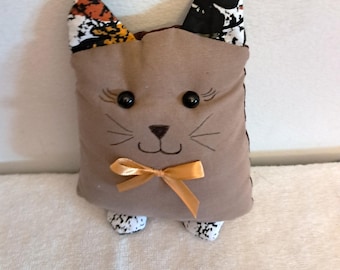 Handmade Stuffed Cat Pillow Pal – 7" Cotton Mini Kitty Décor