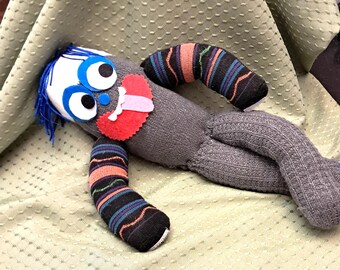 Handcrafted Sock Monster Doll, Colorful Whimsical Sock Doll
