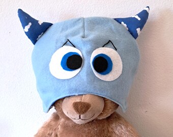 Child Monster Hat, Brushed Fleece Kids Hat, Lined Play Hat, Cozy Monster Beanie, Toddler Monster Hat, Handmade Children's Hat  FREE SHIPPING