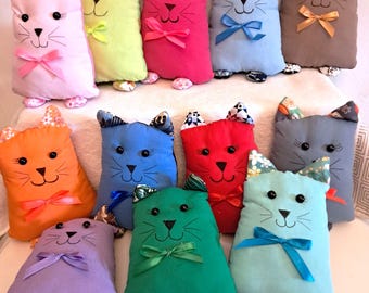 Handmade Stuffed Cat Pillow Pal – 7" Cotton Mini Kitty Décor
