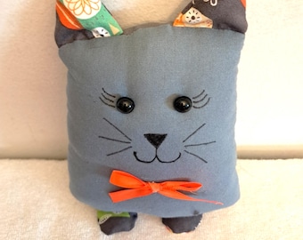 Handmade Stuffed Cat Pillow Pal – 7" Cotton Mini Kitty Décor