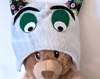 Child Monster Hat, Brushed Fleece Kids Hat, Play Hat, Monster Beanie, Toddler Monster Hat, Handmade Childrens Hat