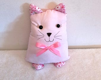 Handmade Stuffed Cat Pillow Pal – 7" Cotton Mini Kitty Décor