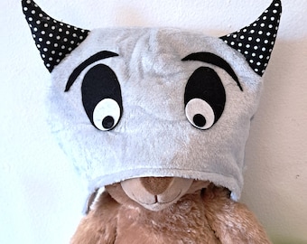 Child Monster Hat, Brushed Fleece Kids Hat, Play Hat, Monster Beanie, Toddler Monster Hat, Handmade Childrens Hat