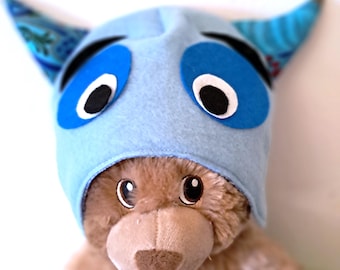 Child Monster Hat, Brushed Fleece Kids Hat, Lined Play Hat, Cozy Monster Beanie, Toddler Monster Hat, Handmade Childrens Hat