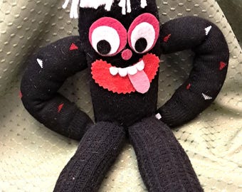 Handcrafted Sock Monster Doll, Colorful Whimsical Sock Doll