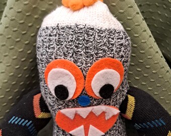 Handcrafted Sock Monster Doll, Colorful Whimsical Sock Doll