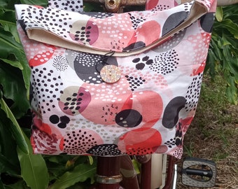 Lined Cotton Handlebar Bag, Bicycle Scooter Walker Accessory, Handmade Style
