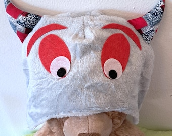 Child Monster Hat, Brushed Fleece Kids Hat, Play Hat, Monster Beanie, Toddler Monster Hat, Handmade Childrens Hat