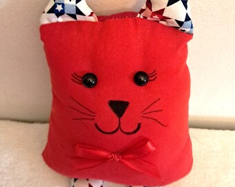 Handmade Stuffed Cat Pillow Pal – 7" Cotton Mini Kitty Décor