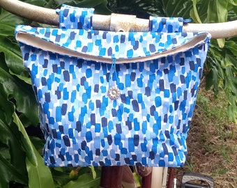 Lined Cotton Handlebar Bag, Bicycle, Scooter, Walker Accessory, Handmade Style