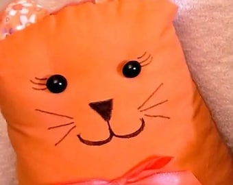 Handmade Stuffed Cat Pillow Pal – 7" Cotton Mini Kitty Décor