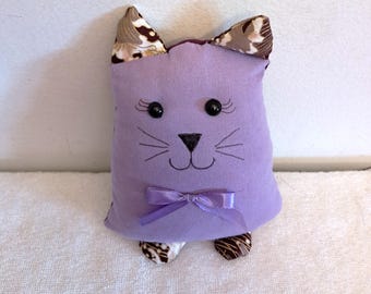 Handmade Stuffed Cat Pillow Pal – 7" Cotton Mini Kitty Décor