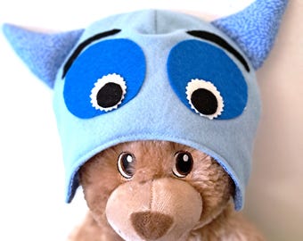 Child Monster Hat, Brushed Fleece Kids Hat, Lined Play Hat, Cozy Monster Beanie, Toddler Monster Hat, Handmade Childrens Hat