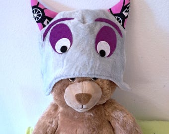 Child Monster Hat, Brushed Fleece Kids Hat, Play Hat, Monster Beanie, Toddler Monster Hat, Handmade Childrens Hat