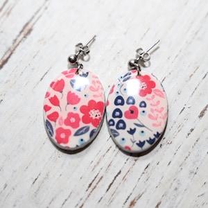 Spring Glossy Flower Dangles| Statement Earrings / Polymer Clay Earrings | hypoallergenic  easter eggs cute spring bunny flower