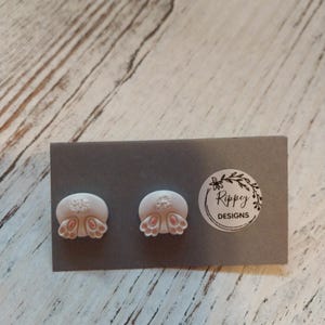 Cute Bunny Tail Studs| Statement Earrings / Polymer Clay Earrings | hypoallergenic  easter eggs cute spring bunnies