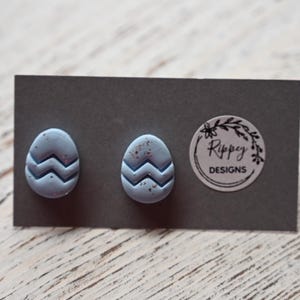 Egg Easter Studs| Statement Earrings / Polymer Clay Earrings | hypoallergenic  easter eggs cute spring bunnies