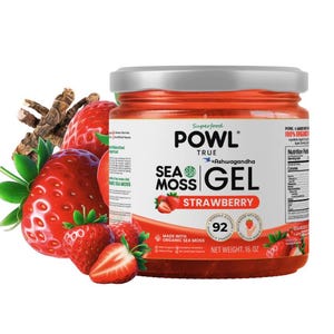 Powl Organic St. Lucian Sea Moss Gel Ashwagandha - Erdbeer Geschmack - 92 Vitamine und Mineralstoffe - Stressabbau