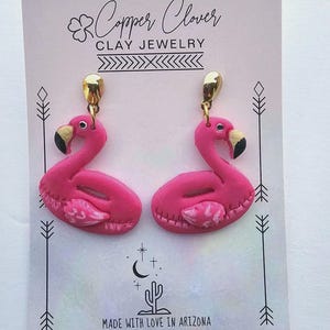 Sea / Pool Floaty * Pink Flamingo* polymer clay Statement earrings