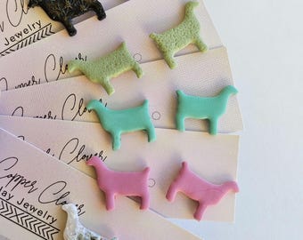 LaMancha Dairy Goat * Stud Earrings *  One of a kind Polymer clay jewelry