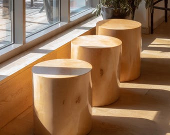 Tree Stump Natural Handcrafted Table or Stool | Live Edge Wood Furniture
