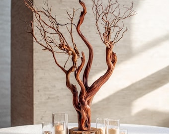 6 Wedding Centerpieces | Manzanita Wood Bases | Ready to Use 18" | Ships Free
