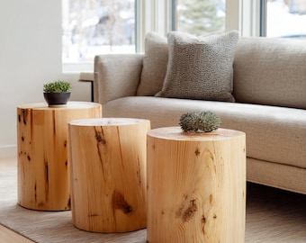 Tree Stump Table Natural Handcrafted | Live Edge Wood Furniture