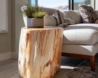Tree Stump Table Natural Handcrafted | Live Edge Wood Furniture