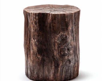 Live Edge Stool Natural Dark Tree Stump  | Rustic Wood Furniture Accent Piece
