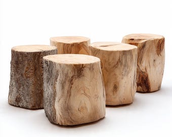 12in Step Up Stool Natural Tree Stump Handcrafted | Live Edge Wood Furniture