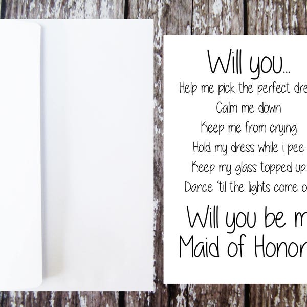 Will you be my Maid of Honor Card, Maid of Honor Proposal, Man of Honor Card, Maid of Honor Dutie, Wedding Party, Maid Of Honor Ask Card