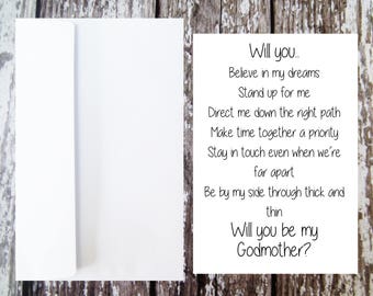 Printable Will you be my Godmother Card, Godmother Proposal, Instant download Godmother Card, Christening Card, Godparent Card, Baptism card