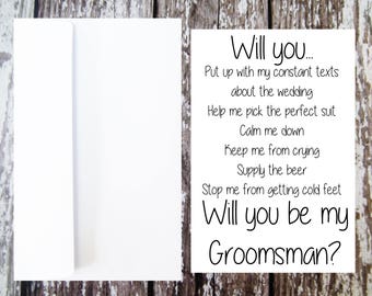 Will you be my Groomsman Card, Groomsman Proposal, Ask Groomsman, Groomsman Questions, Groomsman Duties, Funny Groomsman Card