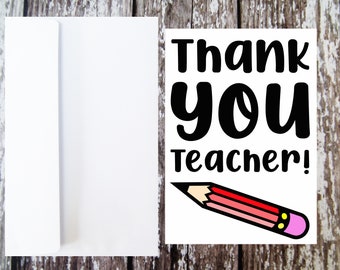 Thank you teacher card, Teacher thank you card, end of year card, end of term greetings card, teacher thank you gift, card for teacher