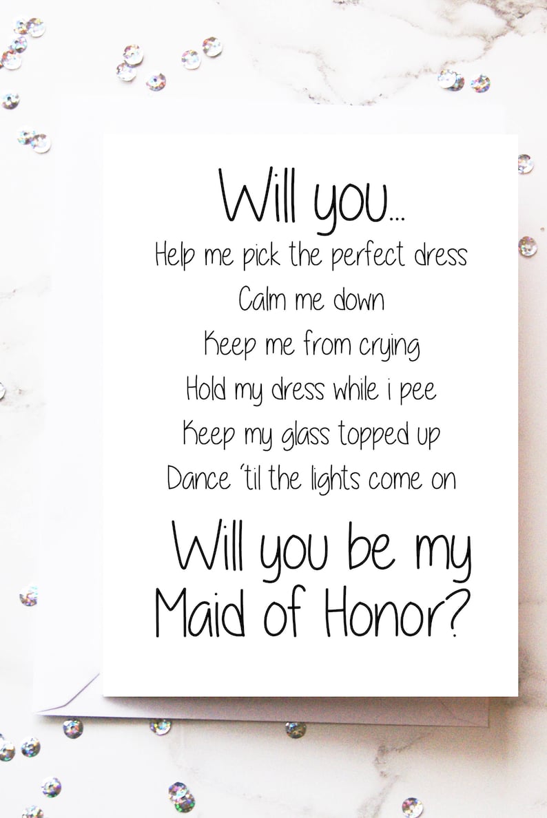 Printable Will You Be My Maid of Honor Card Maid Honor Etsy